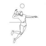 Volleyball Player Striking Ball Continuous Line Stock Photo