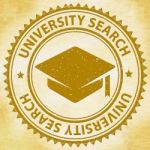 University Search Represents Educational Establishment And Academy Stock Photo