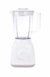 Front Of Empty Electric Blender On White Background Stock Photo
