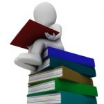 Student And Books Showing Learning Stock Photo