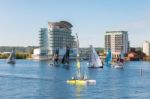 Cardiff/uk - August 27 : View Of Yachts In Cardiff Bay On August Stock Photo