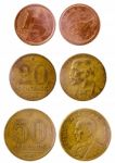 Three Different Old Brazilian Coin Stock Photo