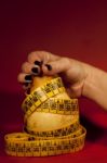 Pear With Measuring Tape Stock Photo