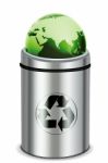 Recycle Bin With Globe Stock Photo