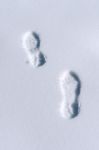 Footprints In Snow Stock Photo