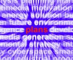 Plans Word Means Objectives Agenda And Organising Stock Photo