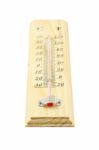 Wooden Thermometer Stock Photo