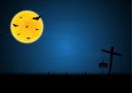 Halloween Bat Moon Cross Pumpkin Stock Photo