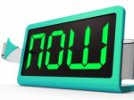 Now Clock Shows Quick Urgency For Action Stock Photo