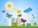 City Butterflies Shows Downtown Butterfly Naturally Flying Stock Photo