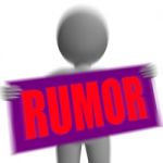 Rumor Sign Character Displays Secretly Whispering Stock Photo