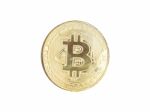 Bitcoin. Golden Cryptocurrency Coin. Electronics Finance Money Symbol Stock Photo