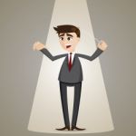 Cartoon Businessman With Baton In Conductor Style Stock Photo