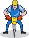 Construction Worker Jackhammer Pneumatic Drill Stock Photo