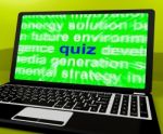 Quiz Laptop Means Tests Quizzing Or Answers Online
 Stock Photo