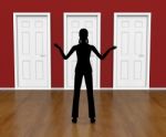 Silhouette Doors Means Doorways Direction And Choose Stock Photo