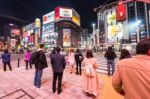 People At Susukino Intersection At Night Stock Photo