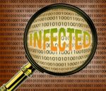 Infected Data Means Magnify Computers And Files Stock Photo