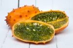 Horned Melon Fruit Stock Photo