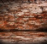 Old Grunge Interior With Brick Wall Stock Photo