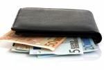 Black Wallet With Euros Stock Photo
