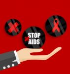 Aids Awareness Red Ribbon. World Aids Day Stock Photo