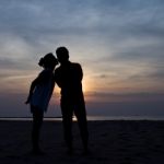 Silhouette In Sunset Stock Photo