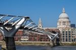 Millennium Bridge And St Pauls Cathedral Stock Photo