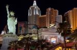 Replica Statue Of Liberty At Night In Las Vegas Stock Photo