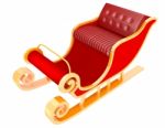 Christmas Santa Sleigh - Red And Golden Sledge Isolated Stock Photo