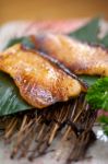Japanese Style Teppanyaki Roasted Cod Fish Stock Photo
