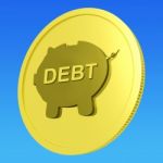 Debt Coin Means Money Borrowed And Owed Stock Photo