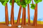 Low Poly Forest Scene Stock Photo