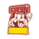 Twin Cleaners Clean 1950s Retro Stock Photo