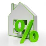 House And Percent Sign Shows Investment Or Discount Stock Photo