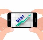 Debt Graph Displays Money Due And Liabilities Stock Photo