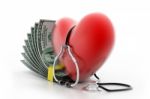 Heart With Stethoscope And Money Stock Photo