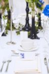 Luxury Scottish Wedding Gala Table Setting Stock Photo