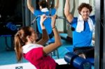 Man And Woman In A Fitness Club Stock Photo