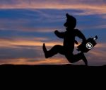 Cartoon Business Silhouette Concept,businessman Running On The W Stock Photo