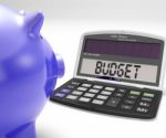 Budget Calculator Shows Spending And Costs Management Stock Photo