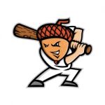Acorn Baseball Mascot Stock Photo