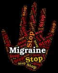 Stop Migraine Means Warning Sign And Control Stock Photo