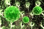 Green Virus Cell Symbol Representing Bacterial Infection Stock Photo