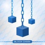 Blockchain Technology Concept. Cubic Nodes Connected By Chain Stock Photo