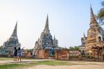 Tourists Visiting At Wat Phra Sri Sanphet Stock Photo