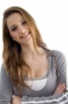 Attractive Female With Folded Arms Stock Photo