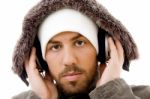 Male Listening Music Stock Photo