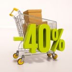 Shopping Cart And 40 Percent Stock Photo