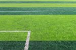 White Goal Line Of Football Field Stock Photo
